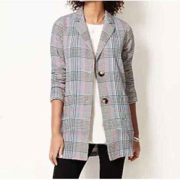 J. Jill Barleymult Plaid Oversized Textured Blazer Boyfriend M NWT - Picture 1 of 3